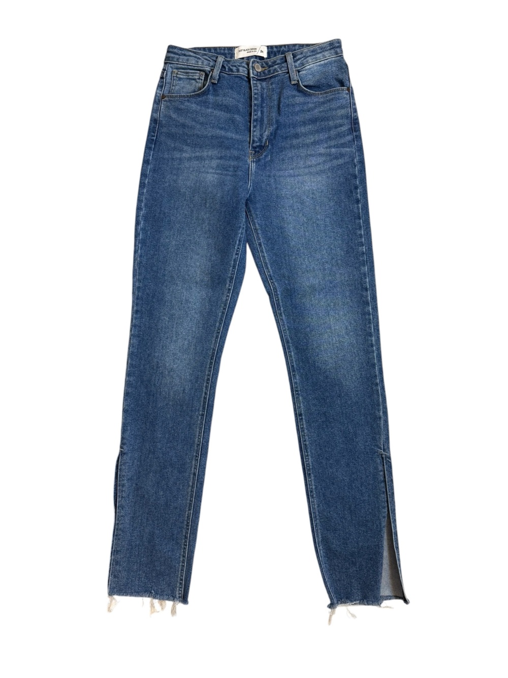 Just Black Denim Step Hem Skinny Jeans Women’s Size 28 Blue Raw Hem Stretch